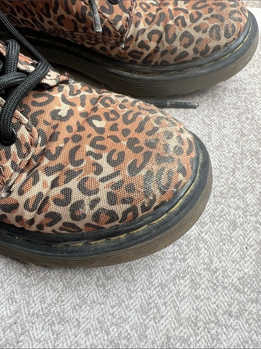Dr. Martens Kids Leopard Combat Boots in Brown and Black